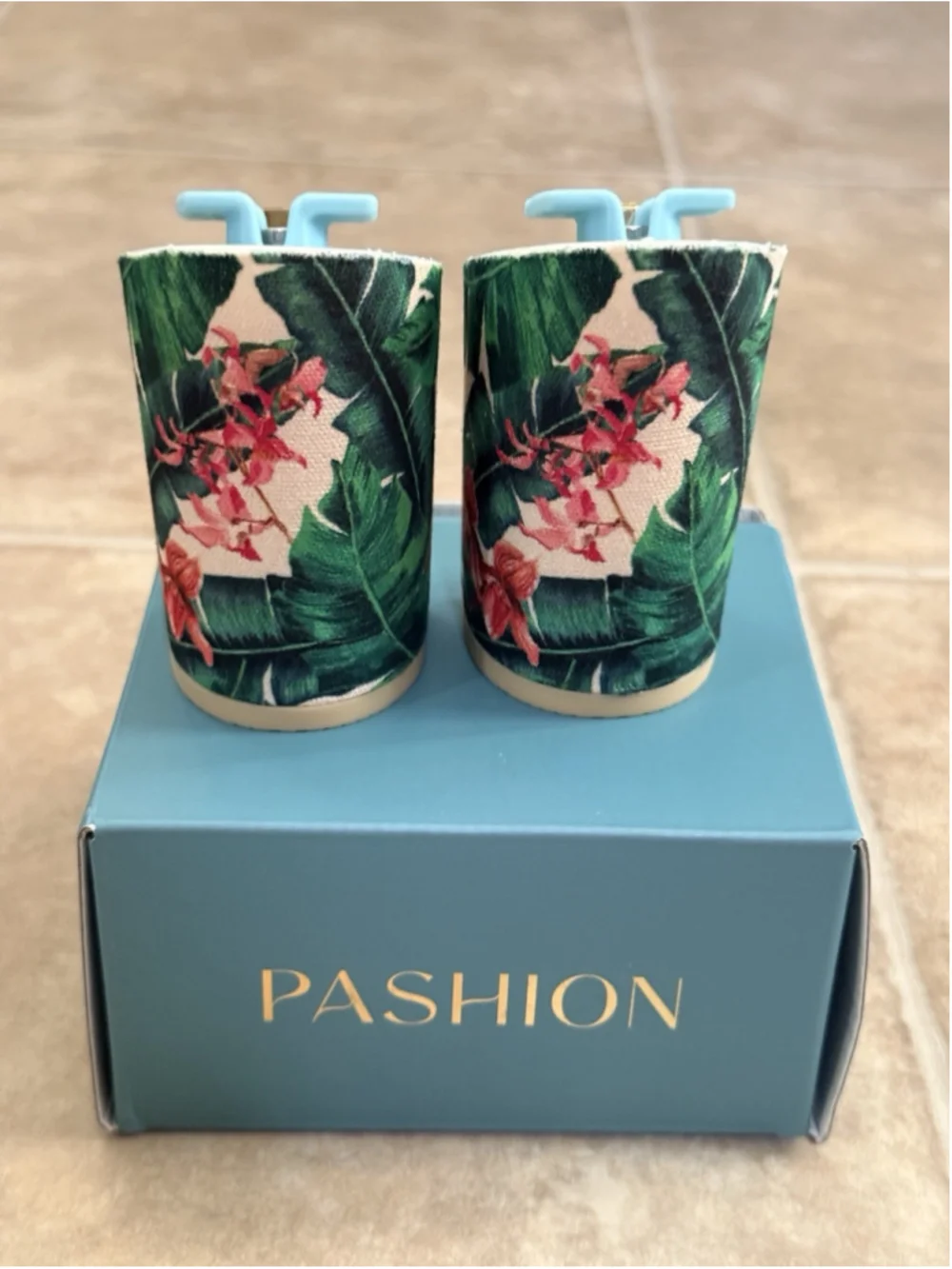 Pashion Footwear Tropical Print 4 inch Heel Block size 5-6.5
